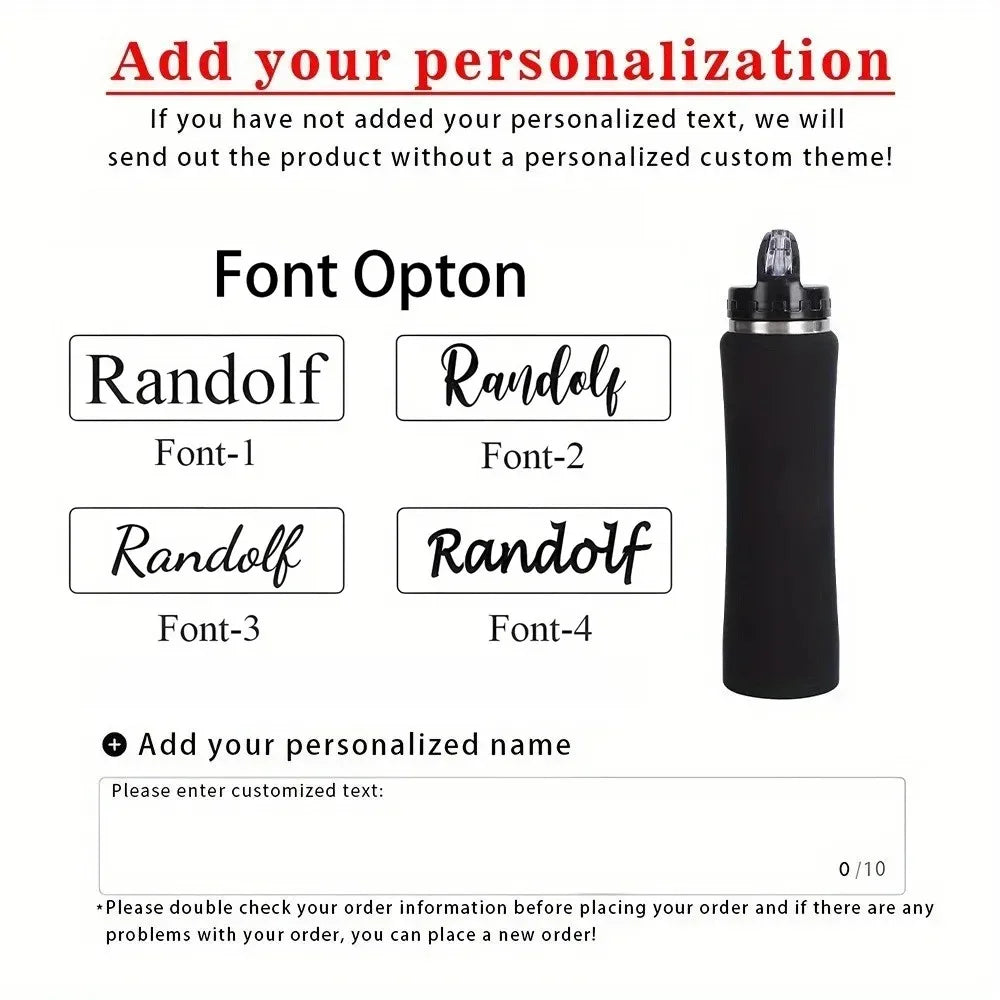 Personalisierbare Edelstahl-Thermoflasche mit Strohhalm - Isoliert für heiß & kalt - Mit Namensgravur