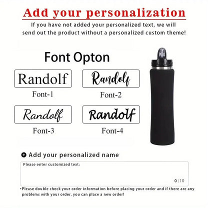 Personalisierbare Edelstahl-Thermoflasche mit Strohhalm - Isoliert für heiß & kalt - Mit Namensgravur