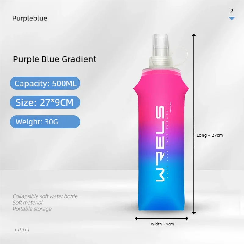 Sport TPU Faltflasche 250ml/500ml - Ultraleicht für Laufen, Marathon & Outdoor - 8 Farben