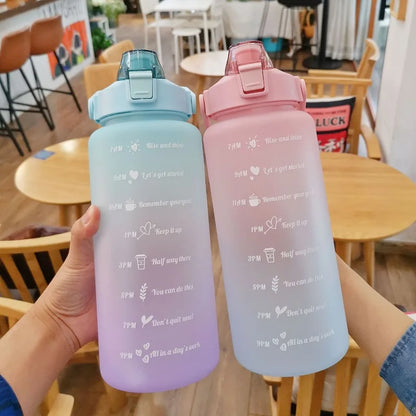2L Sport-Trinkflasche mit Zeitmarkierung – XXL Wasserflasche für Fitness & Outdoor