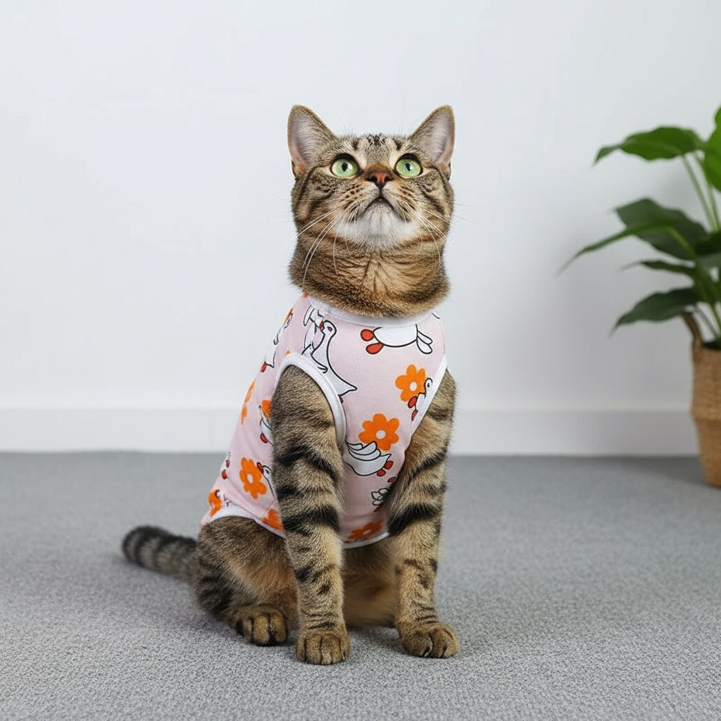 Anti-Leck-OP-Anzug für Hunde & Katzen – Bequemer Genesungsbody aus Baumwolle, atmungsaktiv und waschbar