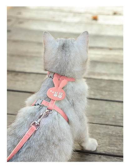 Verstellbares Katzengeschirr mit Leine – Cartoon-Design für Kätzchen & Welpen
