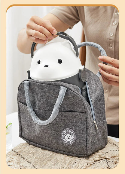 Bento Lunchbox mit Bären-Design - Japanische Lunchbox mit Löffel