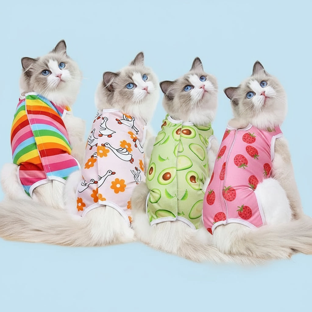 Anti-Leck-OP-Anzug für Hunde & Katzen – Bequemer Genesungsbody aus Baumwolle, atmungsaktiv und waschbar