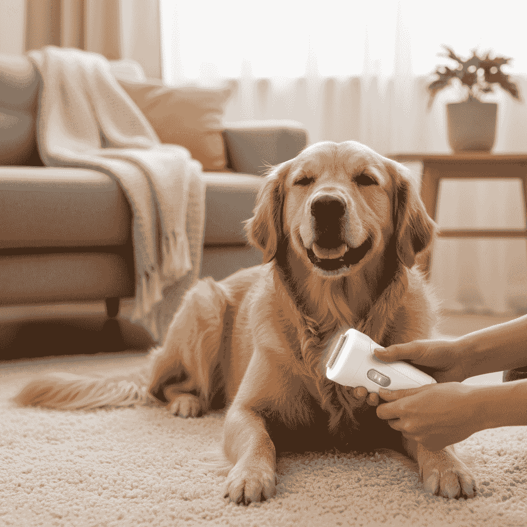 Leiser Pfotentrimmer mit LED-Licht für Hunde, ideal für die Pflege zu Hause – wasserdicht und wiederaufladbar.