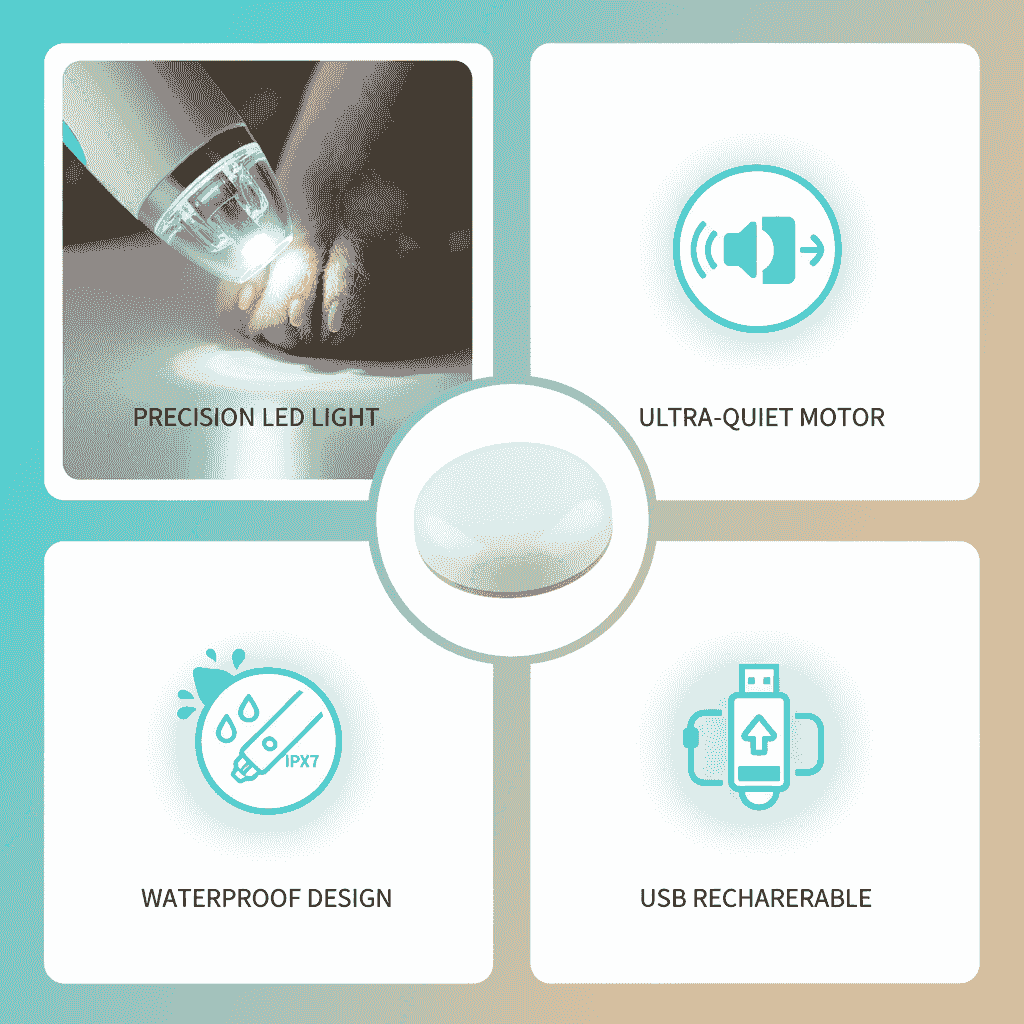 Wasserdichter Pfotentrimmer mit LED-Licht, leisem Motor und USB-Aufladung – perfekt für präzise und stressfreie Pflege.